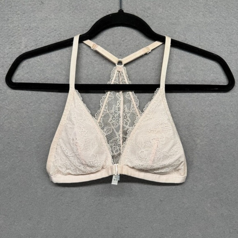 Miiyu Bralette Size Small Light Pink Lace Padded‎ Racerback Front Closure Bra